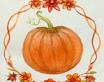 Pumpkin and Fall Flowers Counted Cross Stitch Pattern, Autumn Foral Design Cross Stitch Pattern - PDF instant Download