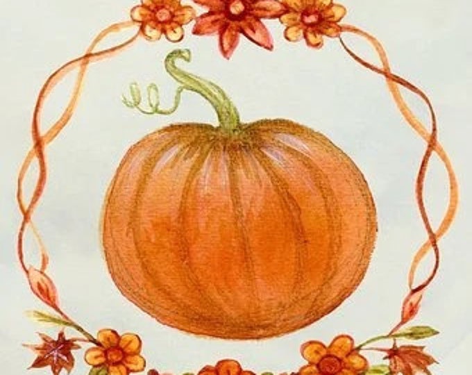 Pumpkin and Fall Flowers Counted Cross Stitch Pattern, Autumn Foral Design Cross Stitch Pattern - PDF instant Download
