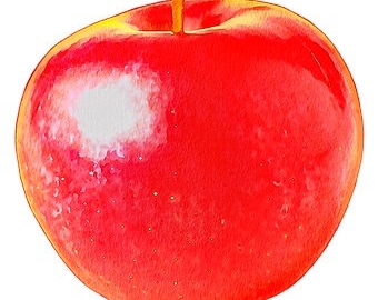 Watercolor Apple Counted Cross Stitch, Fruit Counted Cross Stitch, Kitchen Counted Cross Stitch, Food Cross Stitch – PDF Download