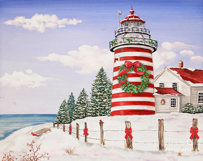 Christmas Beacon Counted Cross Stitch Pattern, Lighthouse Counted Cross Stitch Pattern, Christmas Cross Stitch – PDF Download