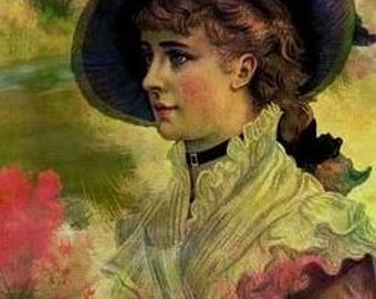 Victorian Woman Counted Cross Stitch Pattern, Watercolor Cross Stitch Pattern– PDF Download