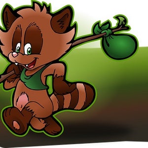 Cartoon Raccoon Counted Cross Stitch Pattern, Cute Cross Stitch, Animal Cross Stitch, Kid&#39;s Room Décor – PDF Download