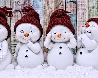 Cute Snowman Figures Counted Cross Stitch Pattern - PDF Download