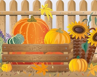 Fall Arrangement Pumpkins Counted Cross Stitch Pattern, Pumpkins and Sunflowers Counted Cross Stitch Pattern - PDF Download