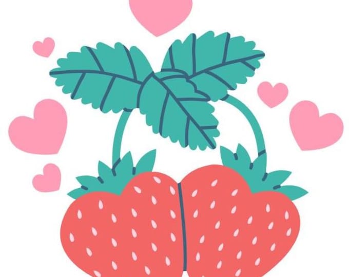 Strawberry Hearts Counted Cross Stitch, Love Counted Cross Stitch, Summer Cross Stitch – PDF Download