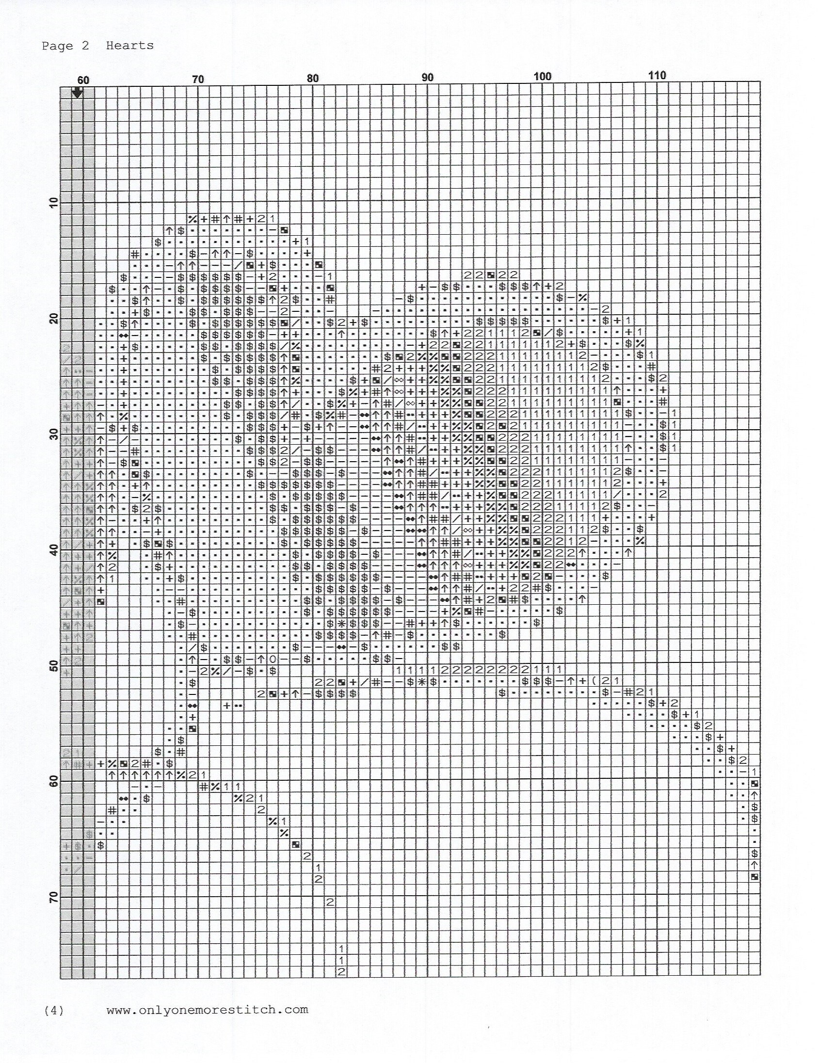 Hearts Counted Cross Stitch Pattern - PDF Download