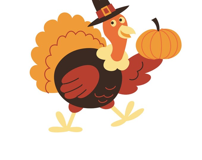 Cartoon Turkey Counted Cross Stitch Pattern, Cute Thanksgiving Counted Cross Stitch Pattern, Turkey and Pumpkin Cross Stitch - PDF Download