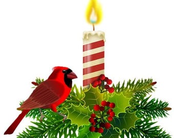 Candle and Cardinal Counted Cross Stitch Pattern, Christmas Counted Cross Stitch Pattern, Holiday Cross Stitch – PDF download