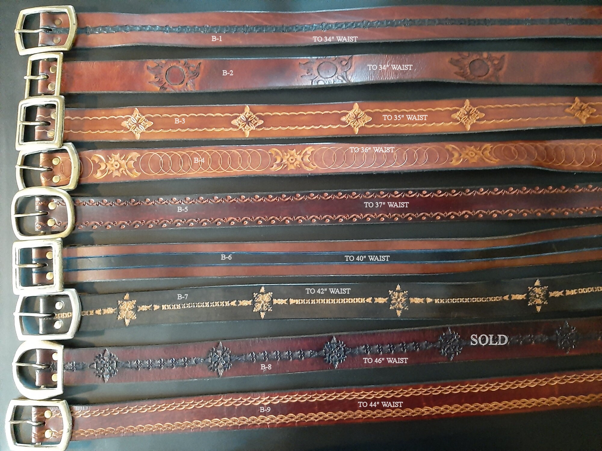 Handmade Leather Belts Tooled Specials Etsy