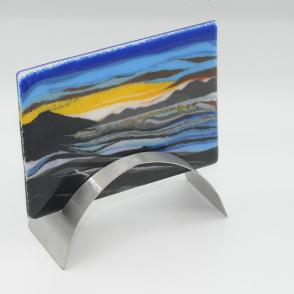 Deep Curve Shaped Stainless Steel Fused Glass Stand