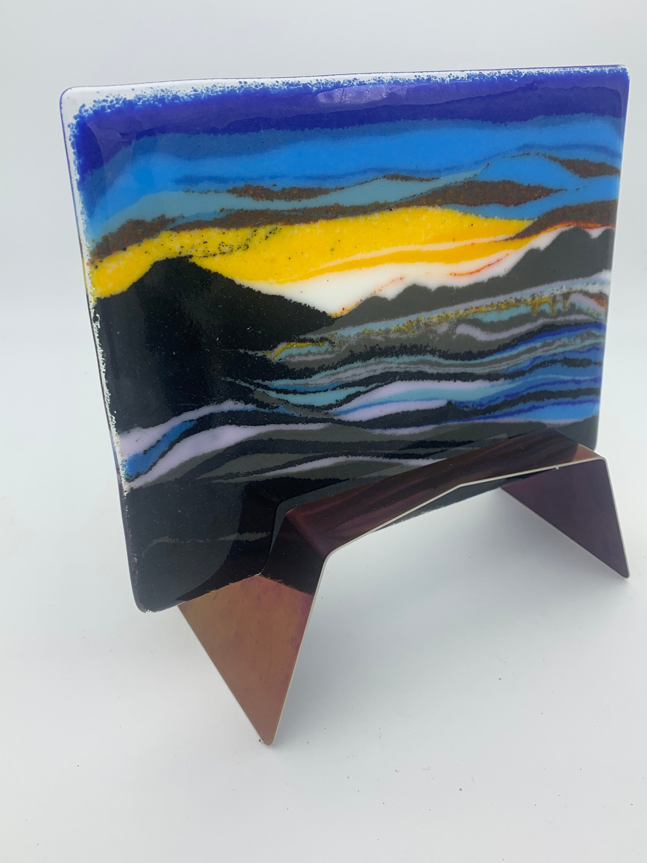 Red Stainless Steel Fused Glass Stands Etsy