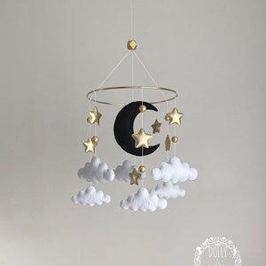 Stars Cloud mobile, Starry night baby mobile, stars clouds crib mobile, neutral nursery décor