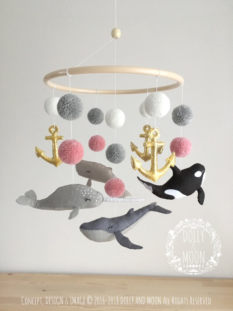 Whale Baby Mobile Whale Nursery Mobile Narwhal Nursery Etsy