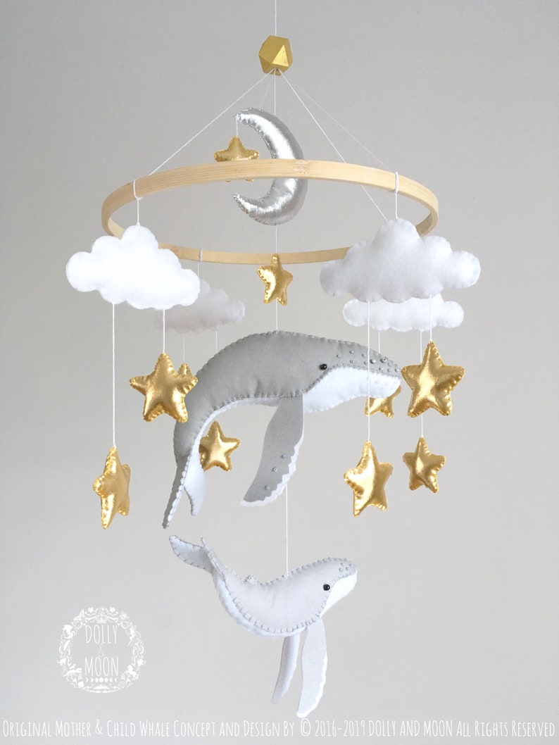 Whale Baby Mobile Whale Nursery Mobile Whale Crib Mobile Etsy