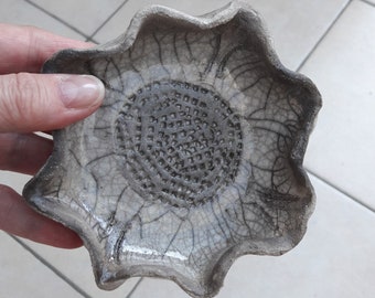 Low shaped bowl flower in Raku 2