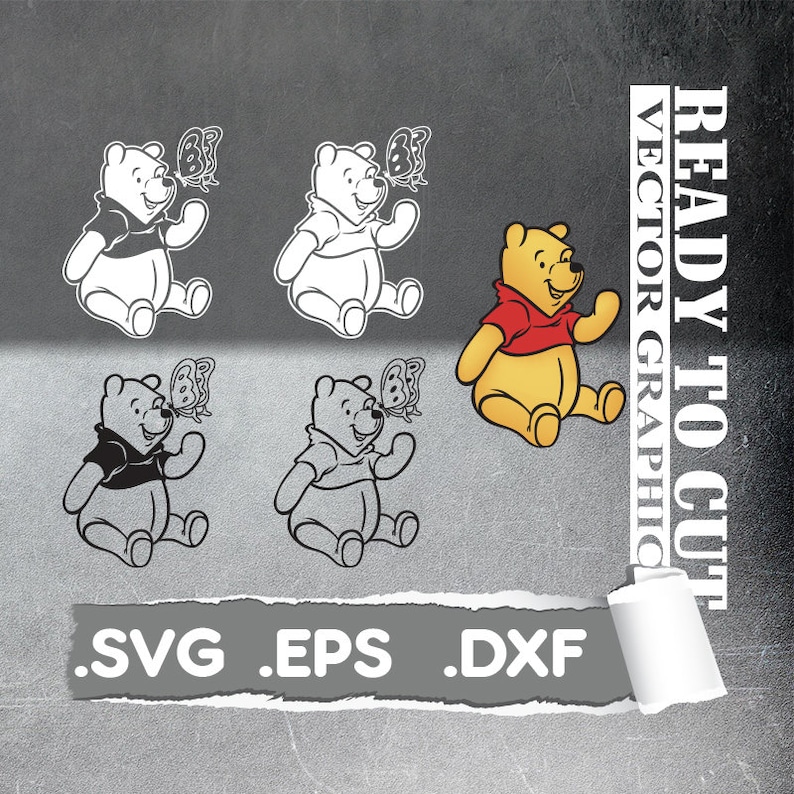 Download Winnie The Pooh svg Cut & Print Vector File Svg Eps Dxf | Etsy
