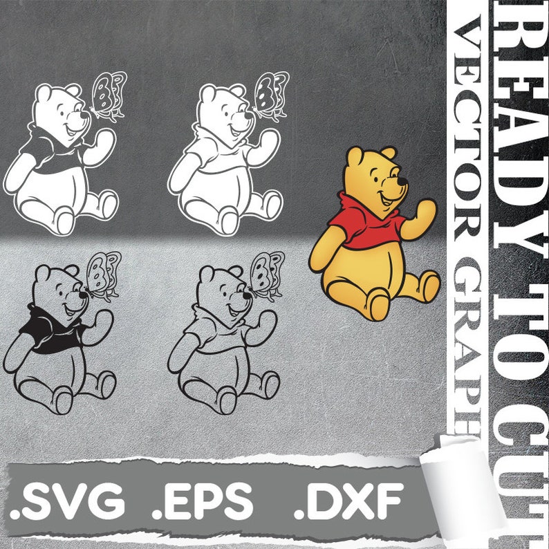 Download Winnie The Pooh svg Cut & Print Vector File Svg Eps Dxf | Etsy