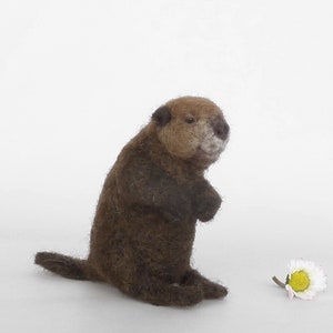 Needle Felted Beaver – Realistic Wool Animal Sculpture – Handmade Plastic-Free Decor-Eco-friendly gift
