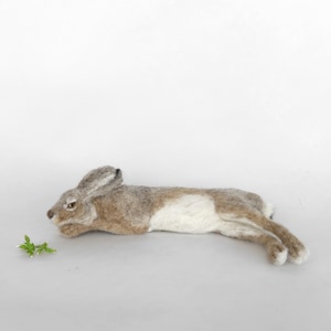 Needle Felted Hare: Realistic Wool Animal Sculpture