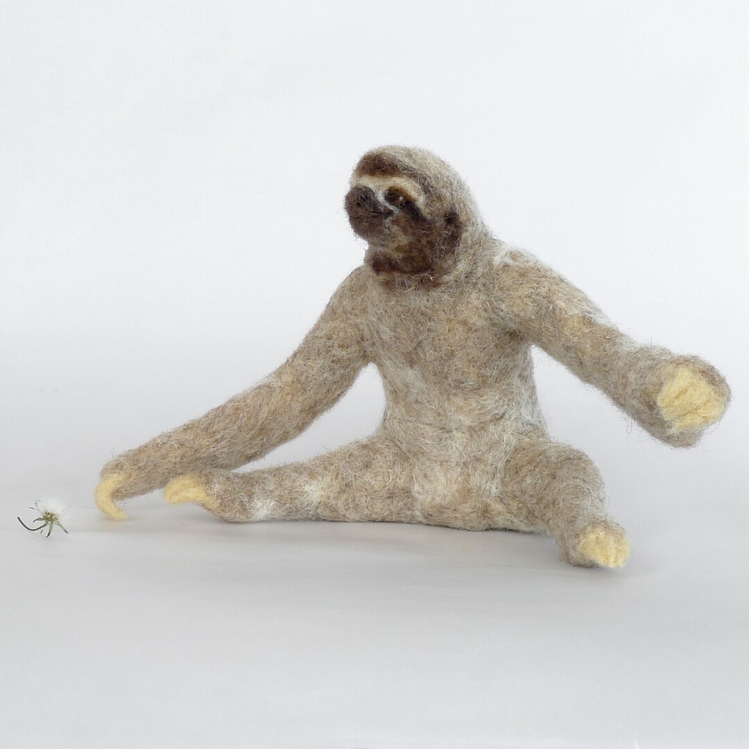 Needle Felted Sloth – Realistic Wool Animal Sculpture – Handmade Eco ...