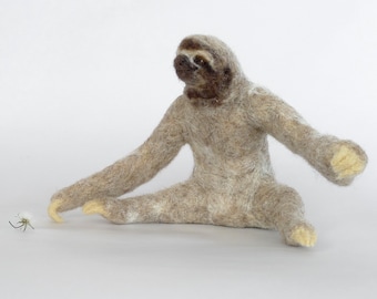 Felted Sloth,Needle Felted Sloth,Felted Animals,Realistic animals, Soft Sculpture,Realistic Sloth,OOAK,Natural Fiber,Collectible