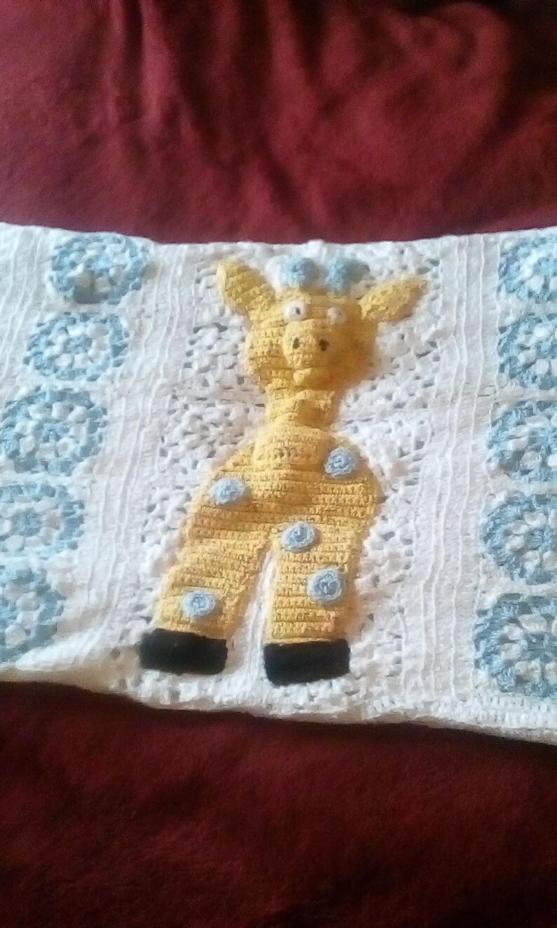 Handcrafted Crocheted Giraffe Crib Runner Afghan