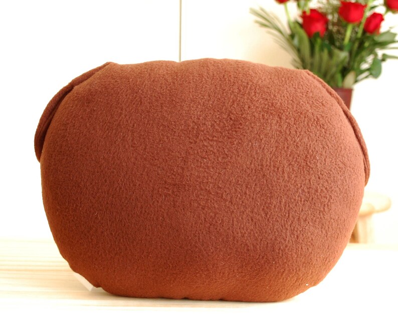 Stuffed Animal . Plush Brown with Pink Cute dog Pillow Handmade Cute Fleece Stuffed Dog Kid/'s room decor Nursery room decor