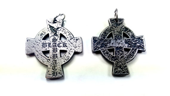 Black Sabbath Pendant Necklace Double Sided Pewter - Black Sabbath Cross Pendant Black Sabbath Pendant Necklace Double Sided Pewter - Black Sabbath Cross Pendant