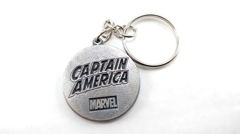 Captain America Keychain Keyring Key double sided Pendant Pewter Silver High Quality!