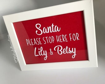 Personalised Santa Stop Here Window Sign ~ Baby/'s 1st Xmas ~ Boy or Girl