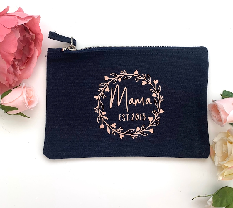 Mama Bag - Mama Est Gift - New Mum Gift - Baby Shower Gift - Personalised Mama Bag - Mama Pouch Bag image 1