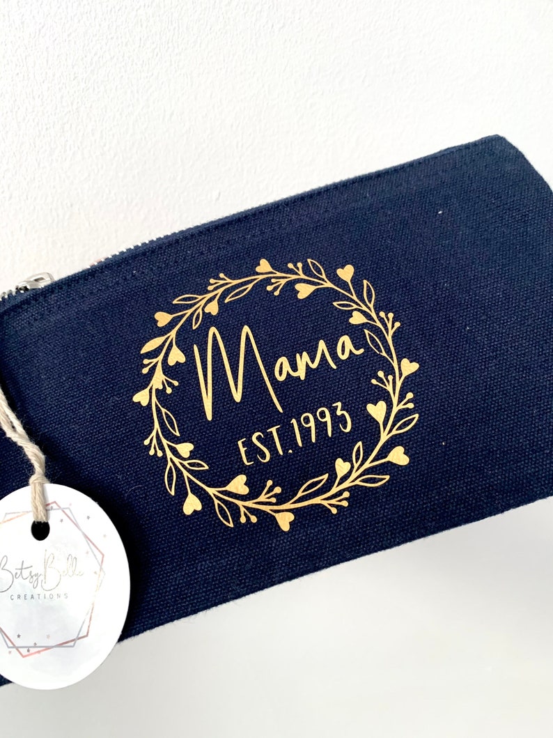 Mama Bag - Mama Est Gift - New Mum Gift - Baby Shower Gift - Personalised Mama Bag - Mama Pouch Bag image 3