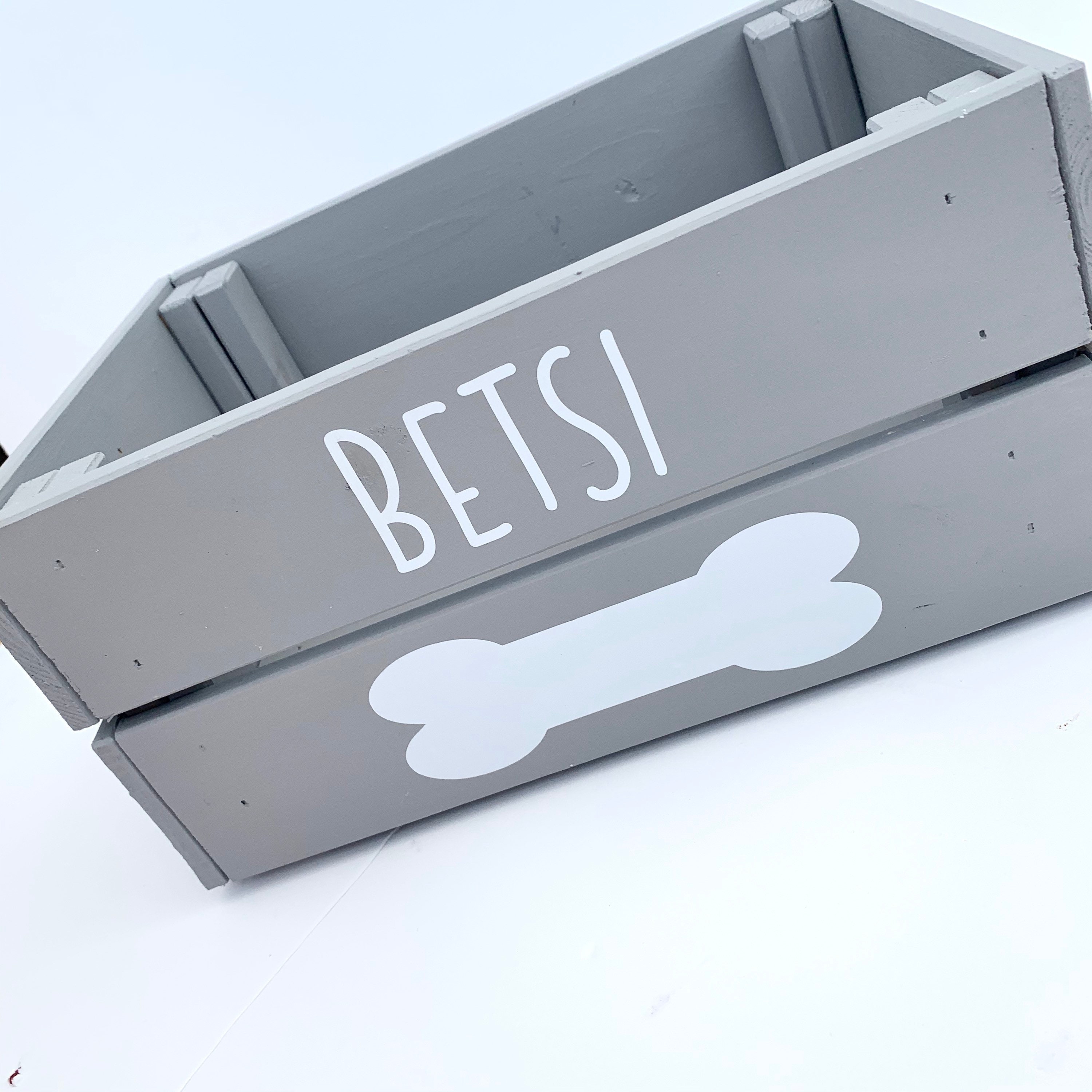 View of Dog Toy Crate, Wooden Storage Crate, Dog Toy Storage, Personalised ...