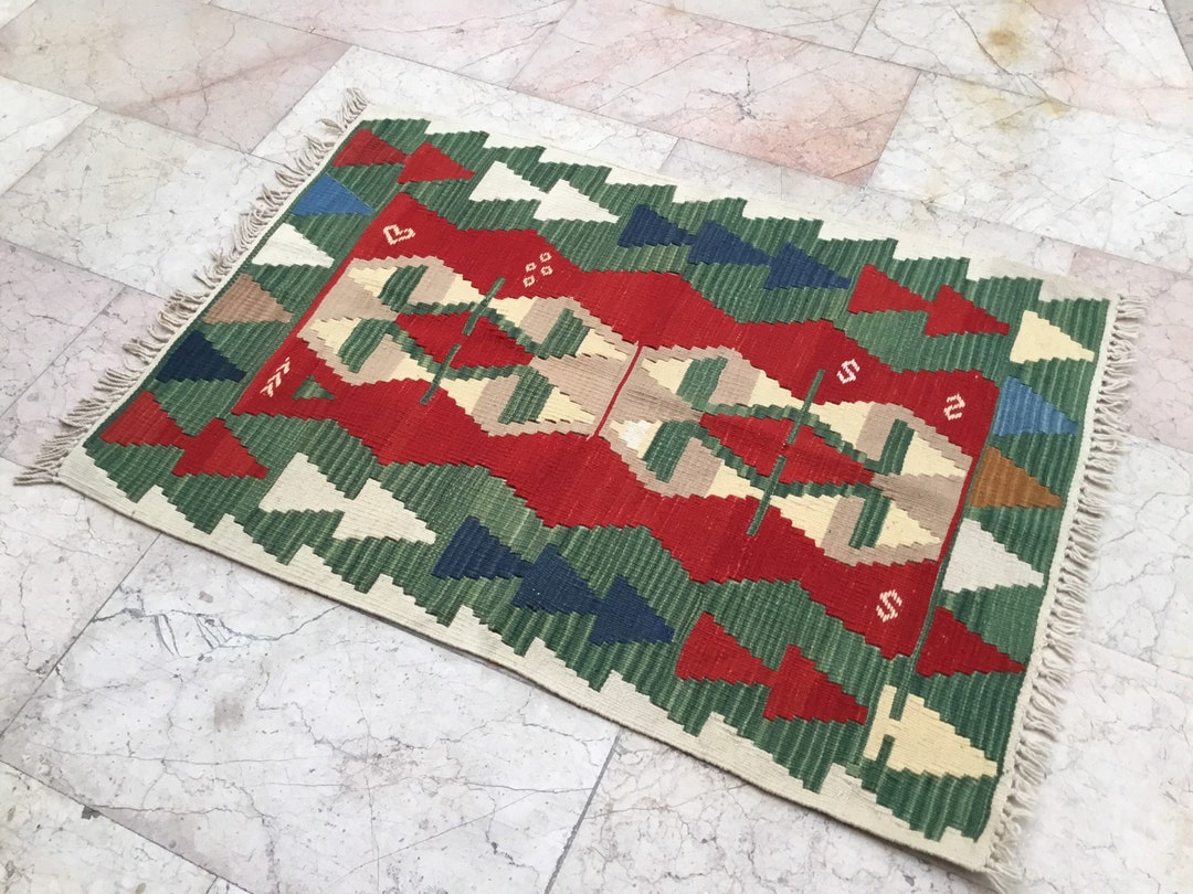 Colorful Kilim Rug 3.80x2.72feet 116x83cm,Handmade Kilim Rug,Handwoven
