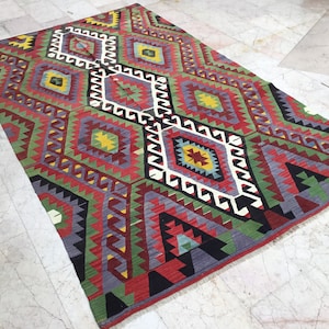 Bohemian Kilim Rug 9.71x5.67ft (296x172cm),Handmade Rug,Handwoven,Nomadic Kilim,Tribal Rug,Vintage Kilim Rug,Natural,Home Decor-0708