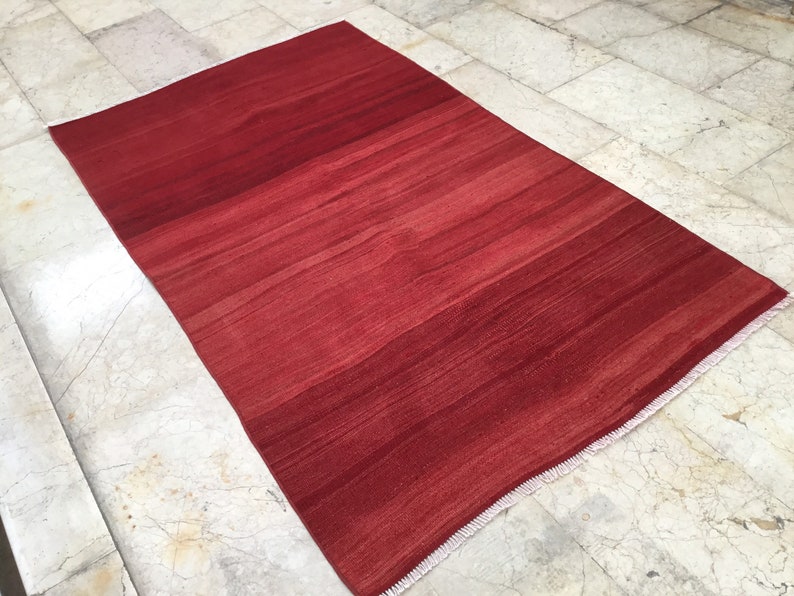 ,Handmade Kilim Rug,Handwoven,Vintage Kilim,Home Decor,simple rug-2393 Red Kilim Rug 5.90x3.37feet 180x103cm
