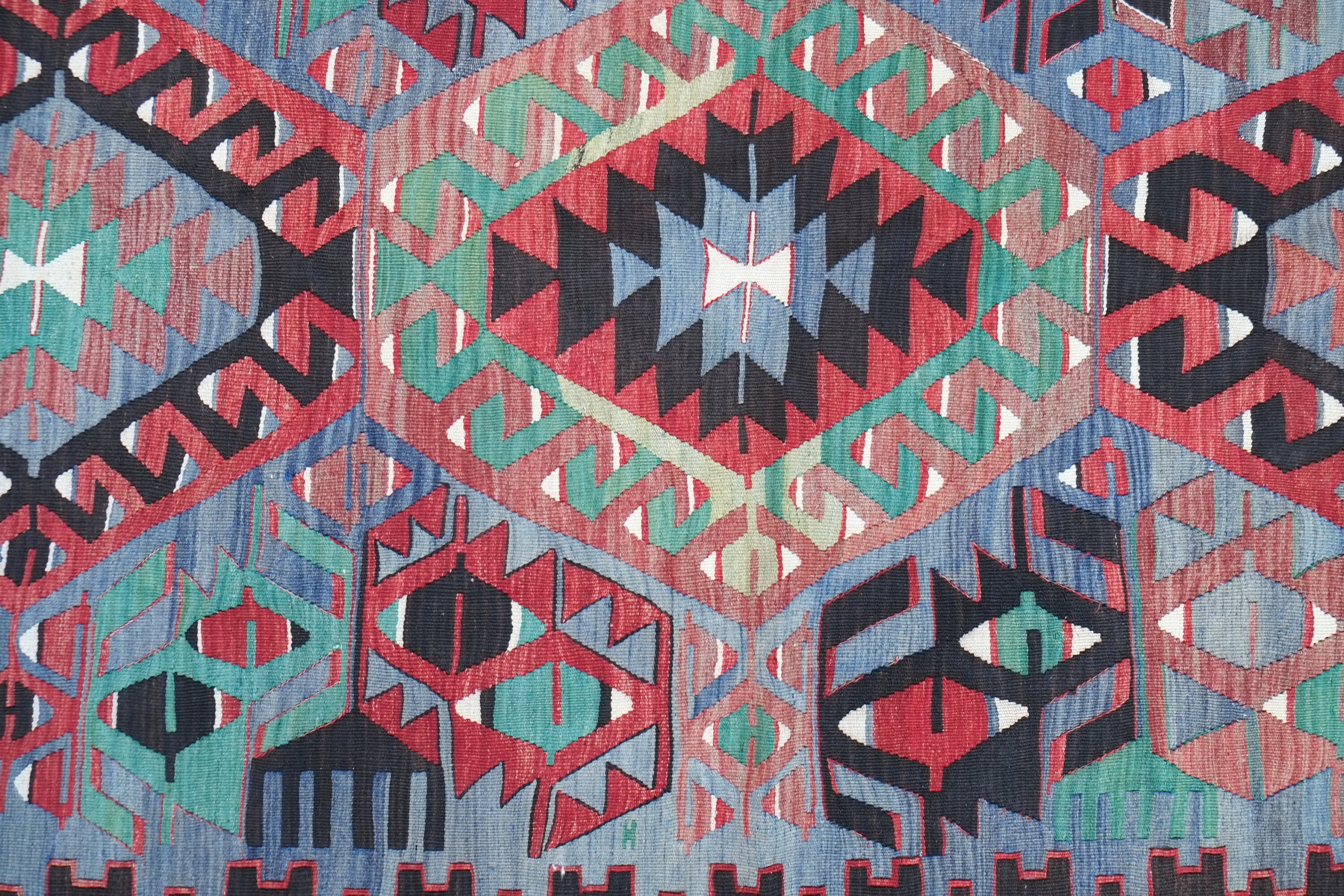 Blue Rug,multi Color Rug,sweet Home Rug,turkish Kilim Rug 8.33x4.82ft