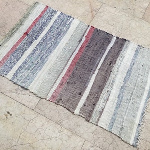 Rag rug,Loom Rug,Turkish Kilim Rug 2.98x1.90ft (91x58cm)Bohemian,Handmade Rug,Handwoven,Nomadic,Tribal Rug,Small Size,VintageKilim Rug-2521