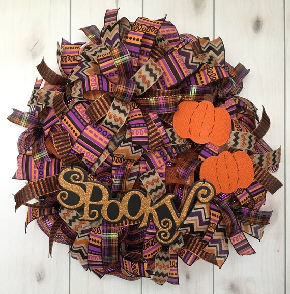 Halloween Wreath Halloween Wreath Front Door Halloween Decor Halloween Front Door Decor Pumpkin Wreath Spooky Wreath