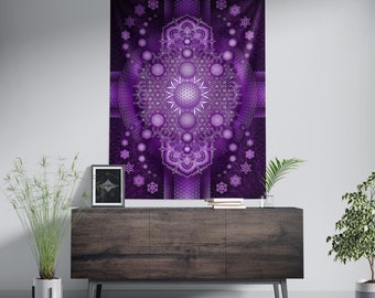 Purple Sacred Geometry Tapestry | Visionary Art Wall Hanging