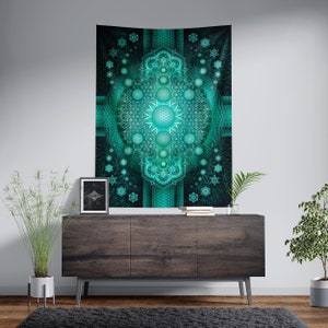 Foam Sacred Flower Tapestry | Sacred Geometry wall decor | UV reactive | Psychedelic art | Wall Hanging | Visionary art | Spiritual art