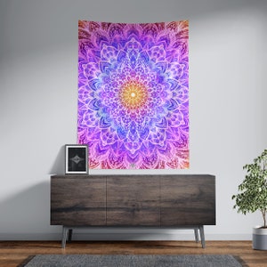 Spring Vibes Tapestry | Sacred Geometry wall decor | UV reactive | Psychedelic art | Wall Hanging | Visionary art | Spiritual art