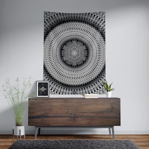 Arazzo Mandala in filigrana / Decorazione murale Geometria Sacra / Reattivo UV / Arte psichedelica / Appeso a parete / Arte visionaria / Arte spirituale