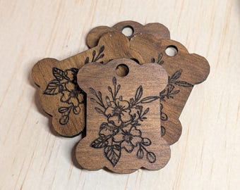 Floral Laser Engraved Wooden Floss Bobbins | Handmade Thread Organizer
