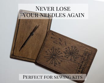 Wooden Magnetic Needle Holder | Laser Engraved Sewing Case