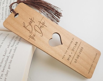 Laser Cut Wood Save the Date Bookmark | Rustic Wedding
