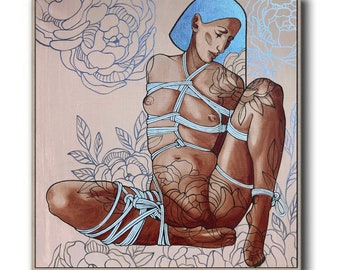 Shibari art, Shibari, Erotic art, Japanes rope bondage, kinbaku art, Decor for your home, Print on canvas By Cherevan
