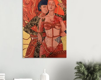 Shibari Fain Art Canvas Print 50x75 cm mistress fetish art