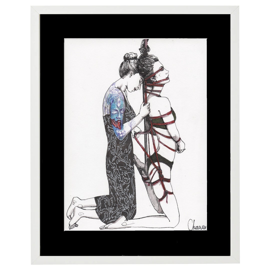 Shibari art print, Erotic Print 40x30 cm, Limited editions, Submission, BDSM Rope Bondage, Erotic art, lesbian art, Kinbaku, Wall Decor - Etsy 日本