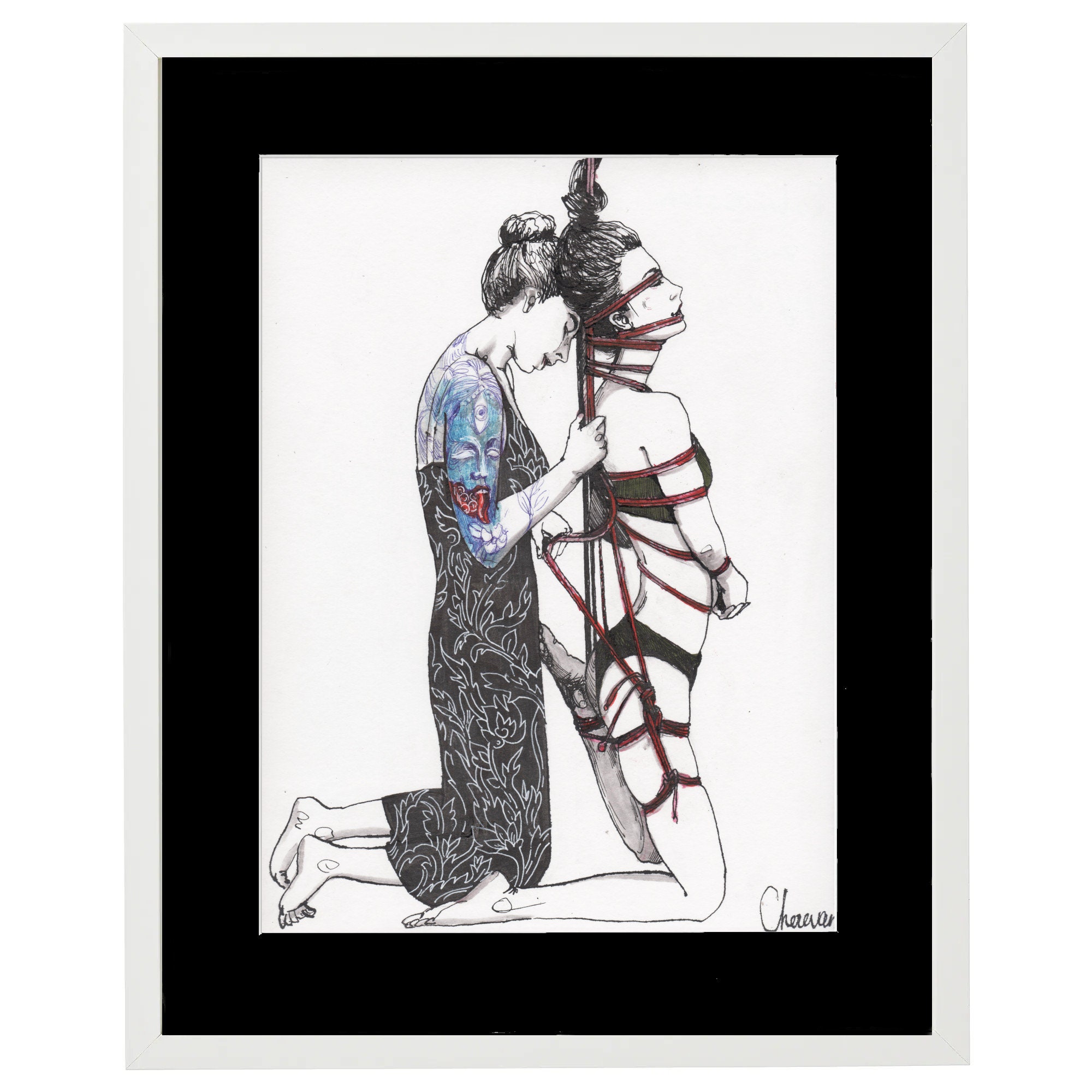 Nude Print,whipped Woman,bdsm,sexy,erotic Art,fetish Print,naked Woman  Realistic Painting,japan Bondage Art,gift for Man,bedroom Decor,3362 -   Denmark